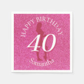 SERVIETTE EN PAPIER LADIES PINK GLITTER BIG BIRTHDAY (Devant)
