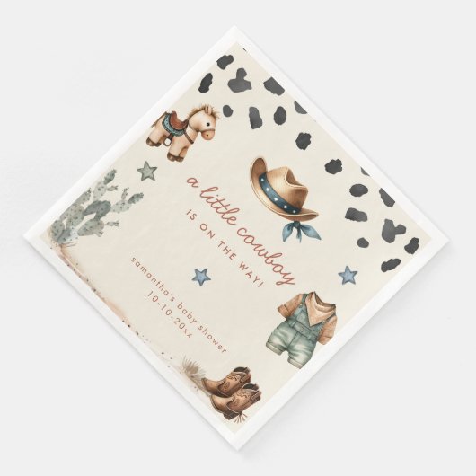 Serviette En Papier L'adorable Petit Cowboy est en chemin garçon baby  (Coin)