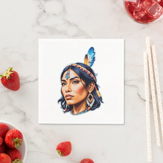 Serviette En Papier Lady amérindienne (En situation)