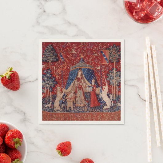 Serviette En Papier Lady and Unicorn Medieval Tapestry Desire (En situation)