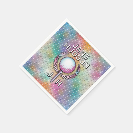 Serviette En Papier Lady Golfer Personnalisé Conception Monogramme (Coin)