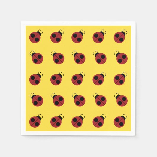 Serviette En Papier Ladybug 60s rétro cool rouge jaune (Devant)