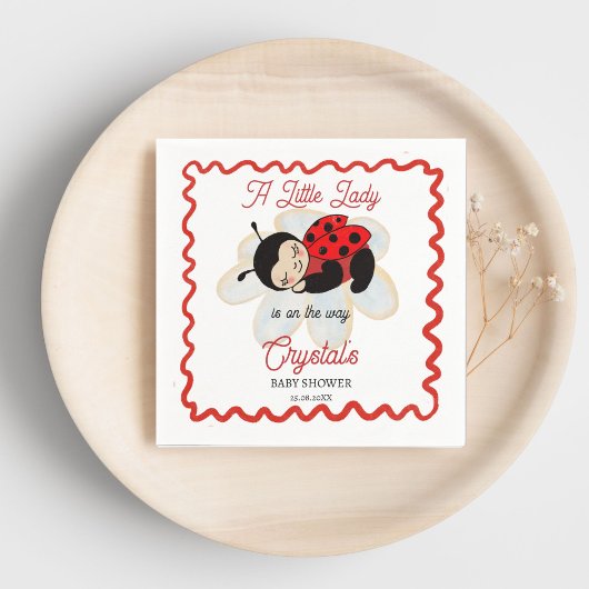 Serviette En Papier Ladybug baby shower mignon bug sommeil sur une mar