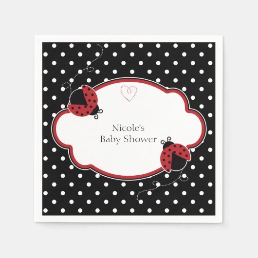 Serviette En Papier Ladybug Black White & Red Polka Dot Party (Devant)