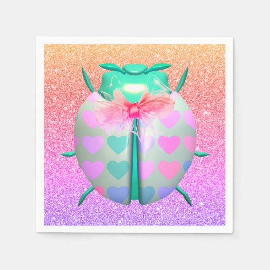 Serviette En Papier Ladybug charmant coeur mignonne parties scintillan (Devant)