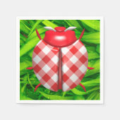 Serviette En Papier Ladybug dans l'herbe verte rouge en vichy vérifier (Devant)