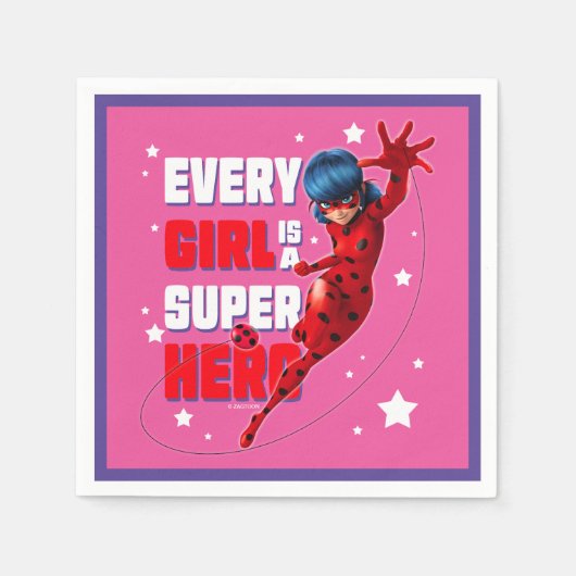 Serviette En Papier Ladybug Every Girl est un super héros (Devant)
