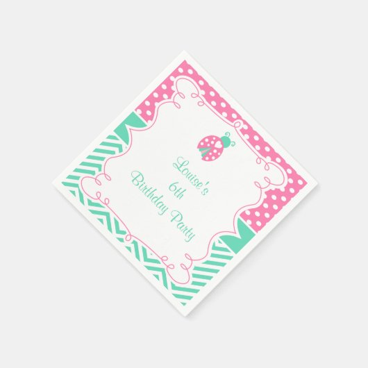 Serviette En Papier Ladybug Ladybird Birthday Party (Coin)