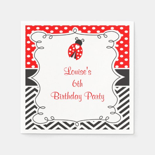 Serviette En Papier Ladybug Ladybird Birthday Party (Devant)