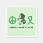 Serviette En Papier Ladybug Peace Love Hope Green Awareness Ruban (Devant)