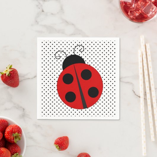 Serviette En Papier Ladybug Pois Design Paper Napkins (En situation)