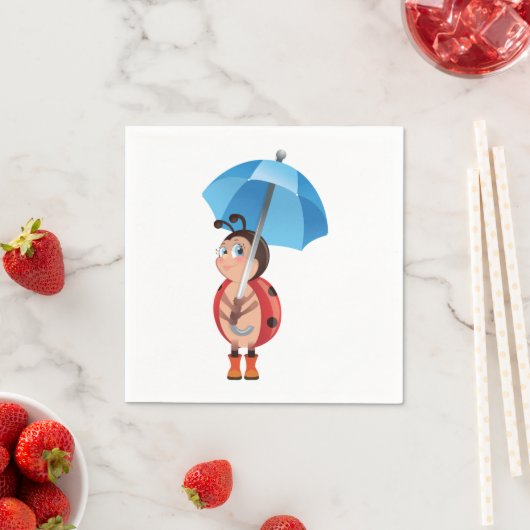 Serviette En Papier Ladybug Sous Un Parapluie (En situation)