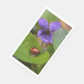 Serviette En Papier Ladybug sur les fleurs de violet doux (Coin)