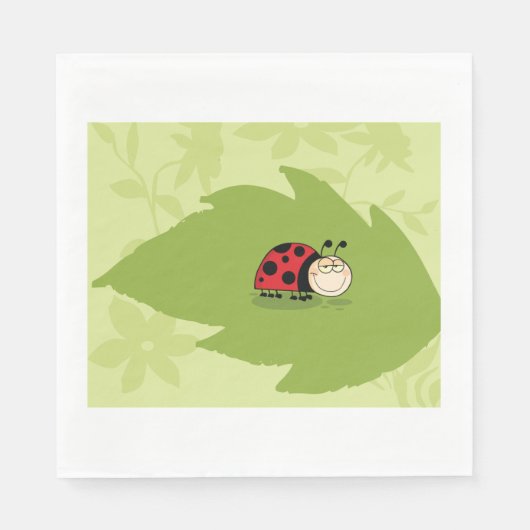 Serviette En Papier Ladybug Sur Les Naples En Papier Feuille (Devant)