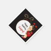 Serviette En Papier Ladybug Thème Baby Girl Red & Black Dots (Coin)