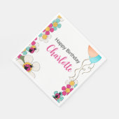 Serviette En Papier Ladybugs et Fleurs Fête d'anniversaire (Coin)