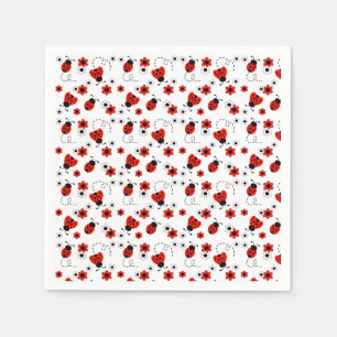 Serviette En Papier Ladybugs Floral Rouge
