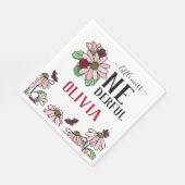 Serviette En Papier Ladybugs Pink Daisies Onederful Birthday Party (Coin)