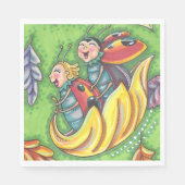 SERVIETTE EN PAPIER LADYBUGS QUI RETOURNENT SUR LES FEUILLES D'AUTOMNE (Devant)