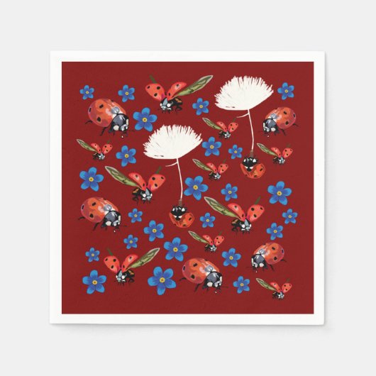 Serviette En Papier Ladybugs Spring Mood   (Devant)