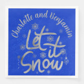 Serviette En Papier Laisser la neige Bleu et Argent Noël | (Devant)