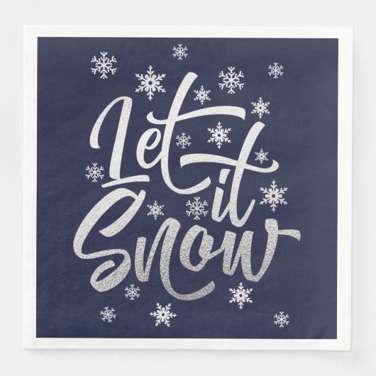 Serviette En Papier Laisser la neige Bleu et Argent papier à papier à (Devant)
