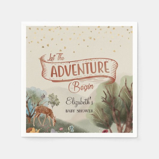 Serviette En Papier Laisser L'Aventure Commencer Baby shower Crayon Co (Devant)