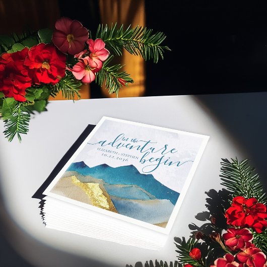 Serviette En Papier Laisser l'aventure commencer Blue Gold Mountain Ma