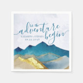 Serviette En Papier Laisser l'aventure commencer Blue Gold Mountain Ma (Devant)