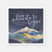 Serviette En Papier Laisser l'aventure commencer Blue Gold Mountain Ma (Devant)