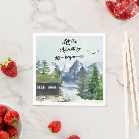 Serviette En Papier Laisser l'aventure commencer l'aquarelle rustique (En situation)