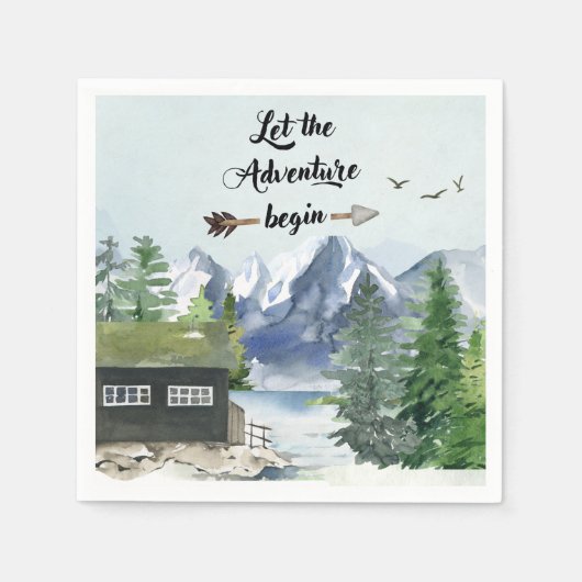 Serviette En Papier Laisser l'aventure commencer l'aquarelle rustique (Devant)