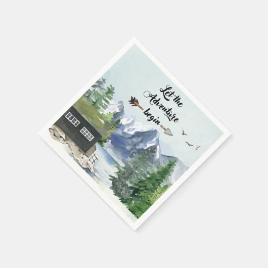 Serviette En Papier Laisser l'aventure commencer l'aquarelle rustique (Coin)