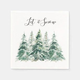 Serviette En Papier Laisser Neige Aquarelle Pins de Noël Arbres