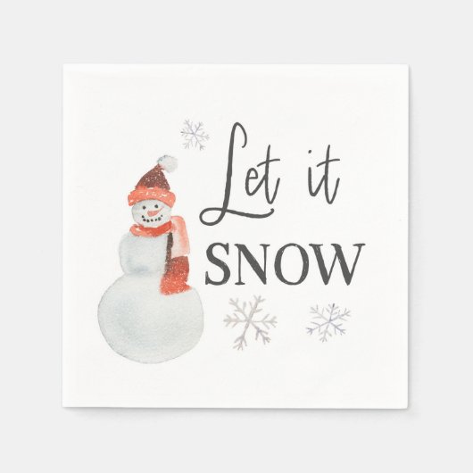 Serviette En Papier Laisser neiger Fête Snowman (Devant)