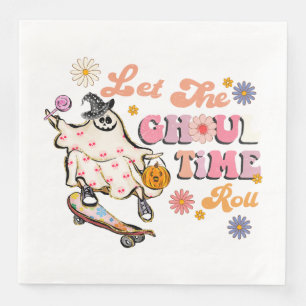 Serviette En Papier Laisser passer le temps Ghoul Retro Halloween