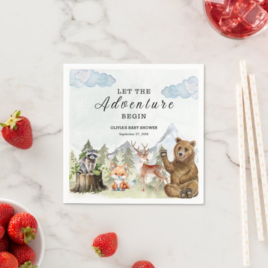 Serviette En Papier Laissez l'aventure commencer Mountain Boy Baby sho (En situation)