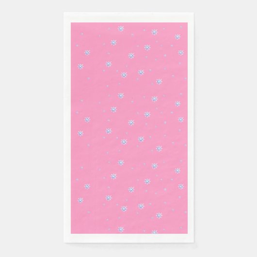 Serviette En Papier Laissez-le neiger rose flocon d'hiver (Devant)