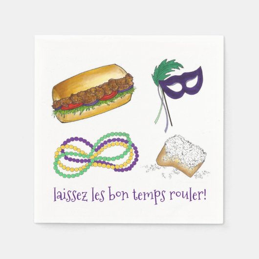 Serviette En Papier Laissez Les Bon Temps Rouler Mardi Gras NOLA (Devant)