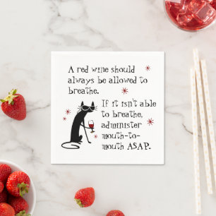 Serviette En Papier Laissez Wine Respire ou Bouche à Bouche Citation d