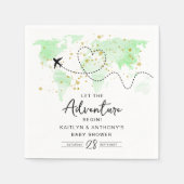 Serviette En Papier "Laissons Commencer L'Aventure !" Baby shower Cart (Devant)