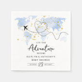 Serviette En Papier "Laissons Commencer L'Aventure !" Baby shower Cart (Devant)