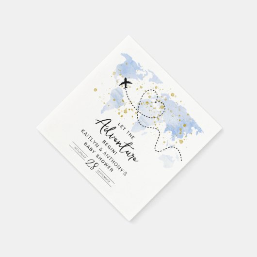 Serviette En Papier "Laissons Commencer L'Aventure !" Baby shower Cart (Coin)