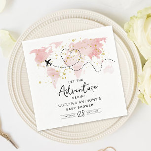 Serviette En Papier "Laissons Commencer L'Aventure !" Baby shower Cart