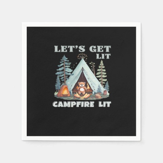 Serviette En Papier Laissons-nous ! Feu De Campement. Vibe Camping Cla (Devant)