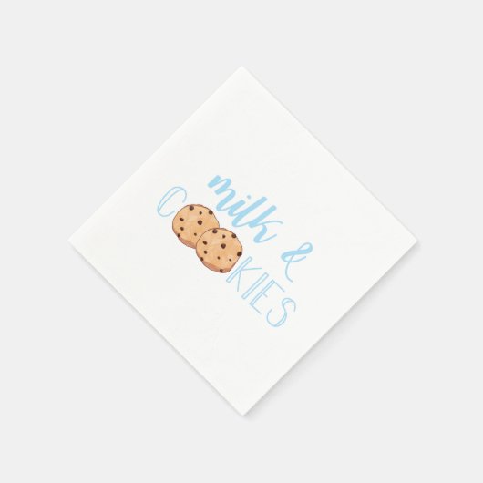 Serviette En Papier Lait et biscuits bleu fête d'anniversaire (Coin)
