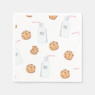 Serviette En Papier Lait et biscuits Fête d'anniversaire rose