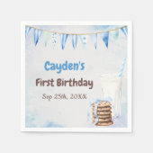Serviette En Papier Lait et biscuits Fête du premier anniversaire du g (Devant)