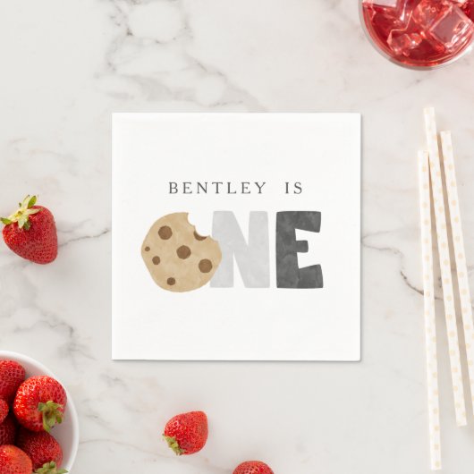 Serviette En Papier Lait et biscuits Premier anniversaire (En situation)