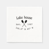 Serviette En Papier Lake house et. Date année coordonnées personnalisé (Devant)
